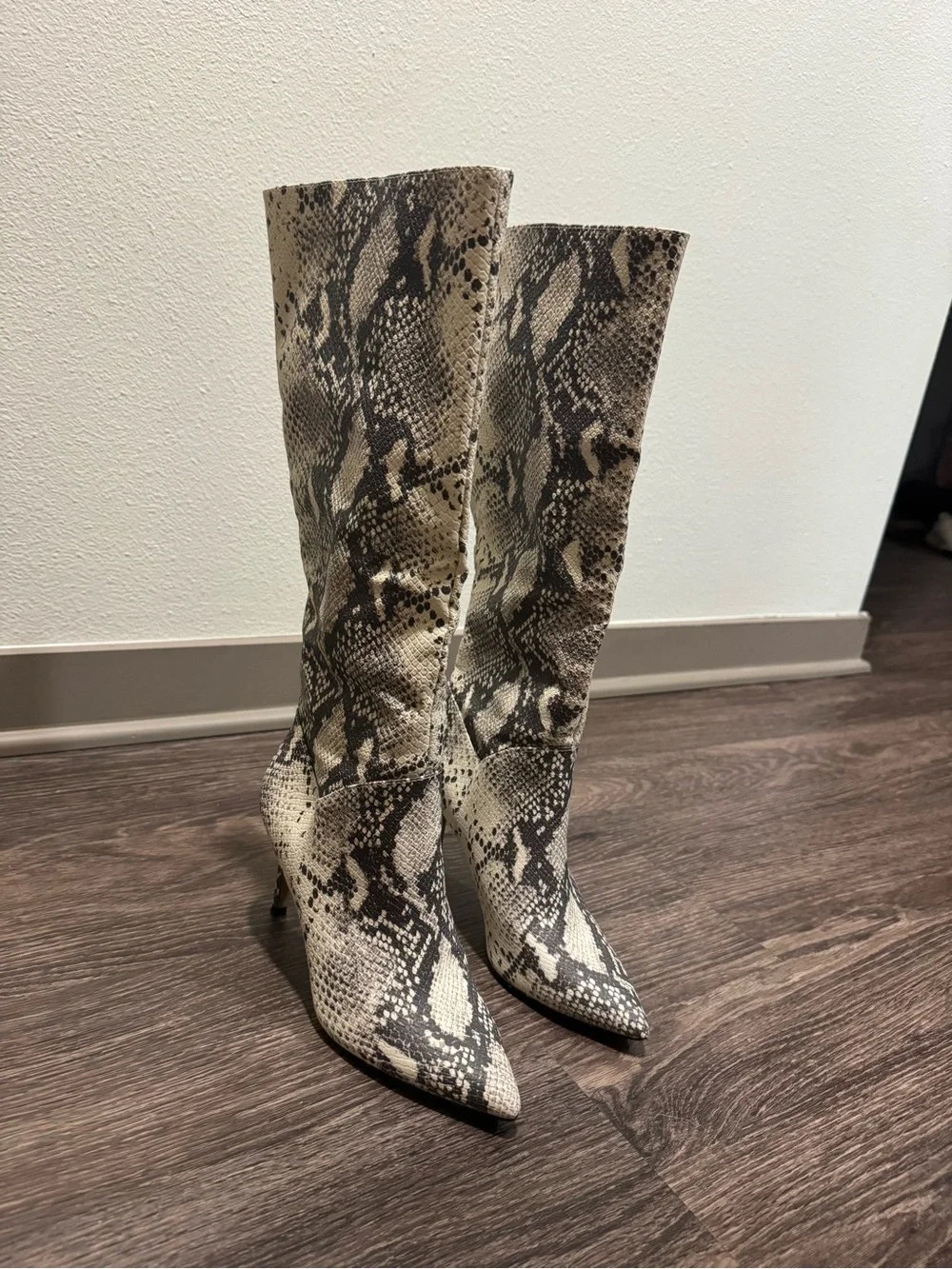 Steve Madden Snake-Print Over-the-Knee Boots - Black & Cream